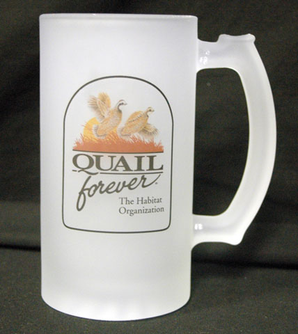 Quail Forever Frosted Beer Mug made with sublimation printing